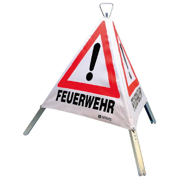 Faltsignal, 900 mm, retroreflektierend, 3 x Feuerwehr-Beschreibung lesen