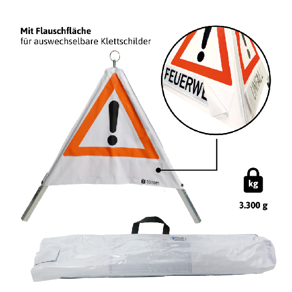 Dönges Klett-Faltsignal, 900 mm, Tagesleuchtfarbe, ohne Klettschild-Beschreibung lesen