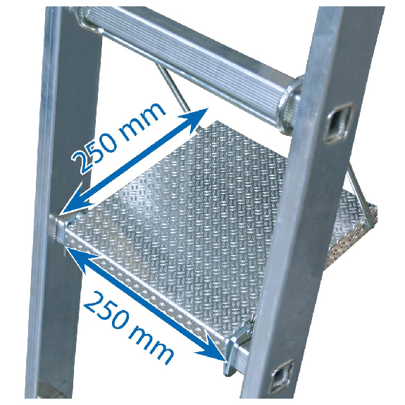 Einhängepodest für Sprossenleitern, EN 131, 250 x 250 mm Einhängepodest für Sprossenleitern, EN 131, 250 x 250 mm-Beschreibung lesen