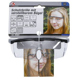 Schbrille mit verstellbarem Bügel, EN 166, transparent-Beschreibung lesen