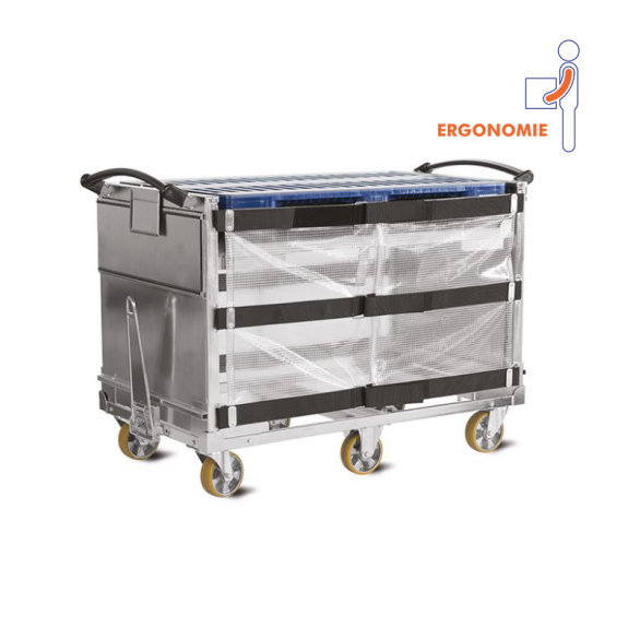 Chariot ergonomique avec volet anti-chute (VAC) 1200 x 800 Chariot ergonomique avec volet anti-chute (VAC) 1200 x 800-Lire la description