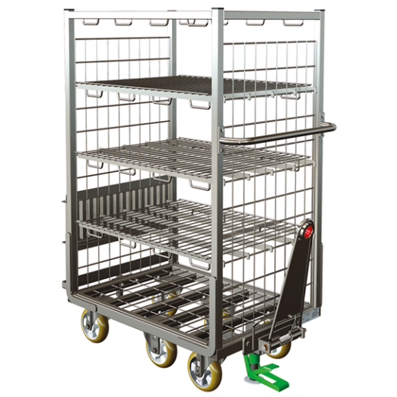 Chariot de préparation avec étagères et butées Chariot de préparation avec étagères et butées-Lire la description
