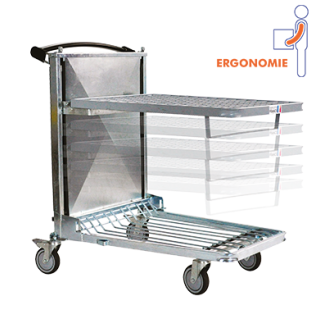 Chariot ergonomique avec plateau relevable-Lire la description