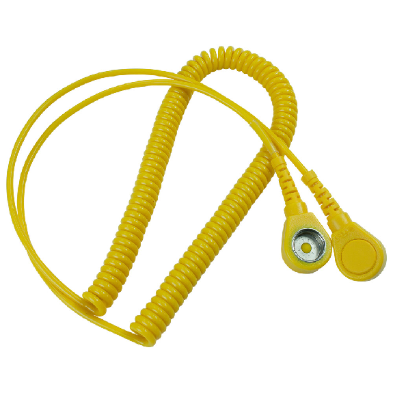 Câble en spirale WETEC avec bouton-poussoir, ESD, noir, 3/10 mm, 2,4 m-Lire la description