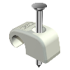 Haftclip mit Nagel, lichtgrau, 2x25 mm, für Kabel-Ø 7-12 mm, VPE 100 Stück Haftclip mit Nagel, lichtgrau, 2x25 mm, für Kabel-Ø 7-12 mm, VPE 100 Stück