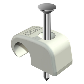 Haftclip mit Nagel, lichtgrau, 2x25 mm, für Kabel-Ø 7-12 mm, VPE 100 Stück-Beschreibung lesen