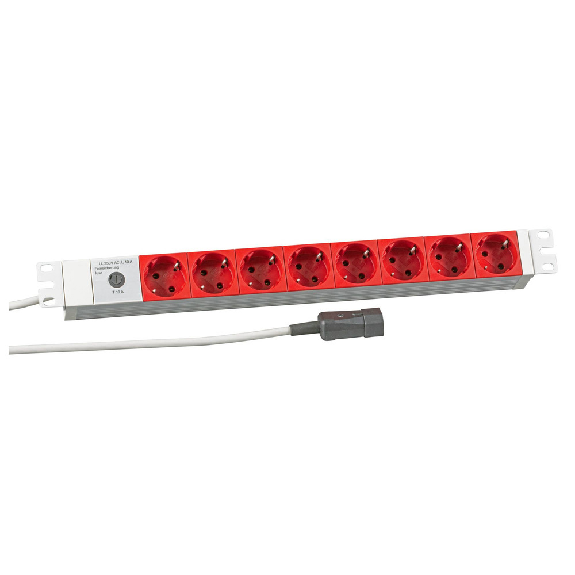EFB Electronics Socket Strip 8 x Cee 7/3 Red, 1 HE, ligne d'approvisionnement C14 pour UPS-Leggi tutto