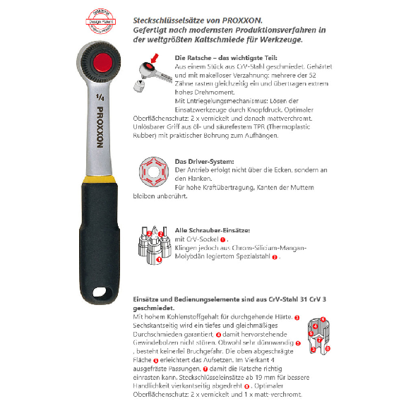 Steckschlüsselgarnitur 1/4", 36-teilig-Beschreibung lesen