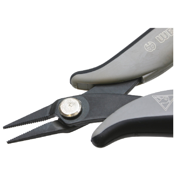 ECO Mini-Flachzange, kurz, Greifflächen geriffelt, 1,2 mm, ESD-Griffe-Beschreibung lesen
