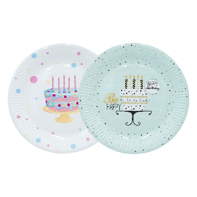 Assiettes rondes décor Anniversaire