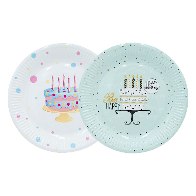 Assiettes rondes décor Anniversaire