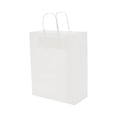 Sacs cabas avec poignées torsadées - kraft blanc vergé
