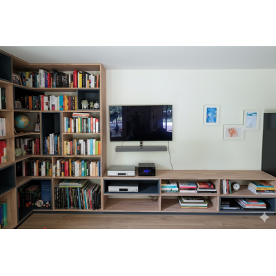 Bureau, meuble TV et bibliothèque